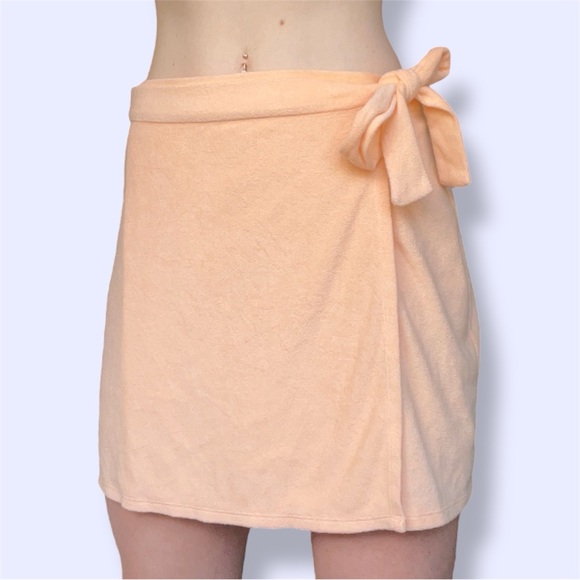 Reformation Terra Apricot Terrry Cloth Wrap Skirt - Picture 2 of 5